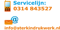 Servicelijn: 0314 84 36 32 E-mail: info@sterkindrukwerk.nl